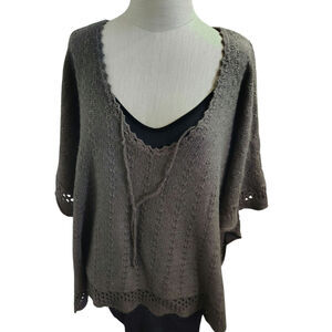 Debbie Morgan Crochet Poncho Top Brown Women's Size Large